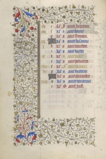 Calendar Page; Paris, France; about 1415 - 1420; Tempera colors, gold paint, gold leaf, and ink on parchment; Leaf: 20.5 x 14.8