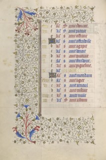 Calendar Page; Paris, France; about 1415 - 1420; Tempera colors, gold paint, gold leaf, and ink on parchment; Leaf: 20.5 x 14.8