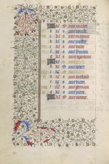 Calendar Page; Paris, France; about 1415 - 1420; Tempera colors, gold paint, gold leaf, and ink on parchment; Leaf: 20.5 x 14.8
