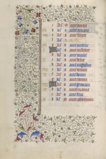 Calendar Page; Paris, France; about 1415 - 1420; Tempera colors, gold paint, gold leaf, and ink on parchment; Leaf: 20.5 x 14.8