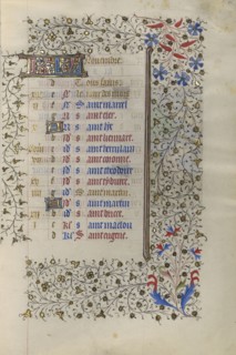 Calendar Page; Paris, France; about 1415 - 1420; Tempera colors, gold paint, gold leaf, and ink on parchment; Leaf: 20.5 x 14.8