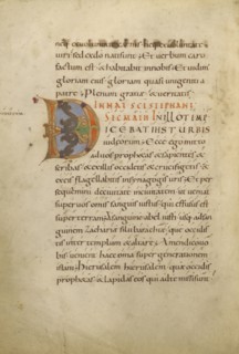 Decorated Initial D; or Reichenau, Germany; late 10th century; Tempera colors, gold paint, silver paint, and ink on parchment