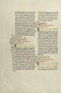 Decorated Text Page; Madelyn Walker, English, active 1930s, England; about 1930; Gold leaf, tempera colors, and pen and black