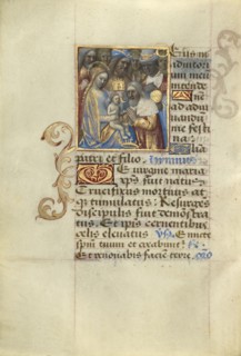 Adoration of the Magi; Master of Cardinal Bourbon, French, about 1480 - 1500, Paris, France; about 1500; Tempera colors, ink