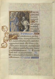 Raising of Lazarus; Master of Cardinal Bourbon, French, about 1480 - 1500, Paris, France; about 1500; Tempera colors, ink