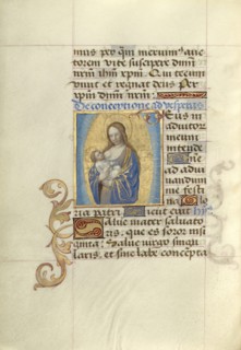 Virgo lactans; Master of Cardinal Bourbon, French, about 1480 - 1500, Paris, France; about 1500; Tempera colors, ink and gold