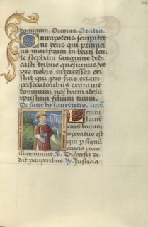 Saint Lawrence; Master of Jacques de Besançon, French, active about 1480 - 1500, Paris, France; about 1500; Tempera colors, ink
