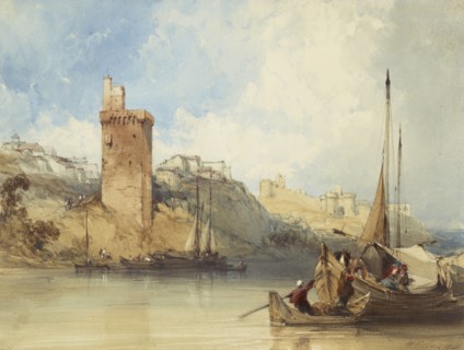 Villeneuve lez Avignon; William Callow, British, 1812 - 1908, France; 1840; Watercolor over black chalk; 24 x 32 cm