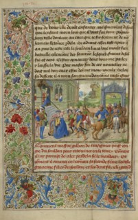 Gracienne Takes Leave of Her Father the Sultan; Lieven van Lathem, Flemish, about 1430 - 1493, David Aubert, Flemish, active