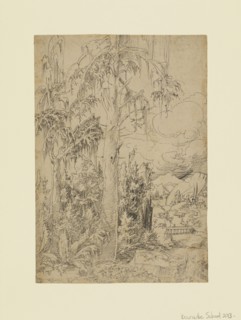 A Wooded Landscape with a Town beyond a Bridge and Distant Mountains; Danube School, active 1500 - 1525; Germany; about 1515