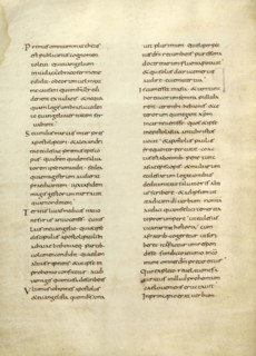Text Page; Lorsch, Germany; about 826 - 838; Tempera colors on parchment; Leaf: Leaf: 31.6 x 24 cm, 12 7,16 x 9 7,16 in