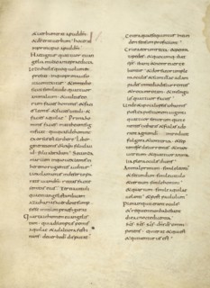 Text Page; Lorsch, Germany; about 826 - 838; Tempera colors on parchment; Leaf: Leaf: 31.6 x 24 cm, 12 7,16 x 9 7,16 in