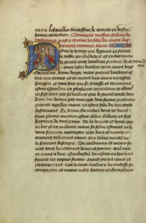 Initial D: The Wedding of Gillion and Marie; Lieven van Lathem, Flemish, about 1430 - 1493, David Aubert Flemish, active 1453