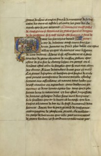Initial Q: Gerard Rescuing His Father Gillion during Battle; Lieven van Lathem, Flemish, about 1430 - 1493, David Aubert