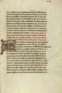 Initial A: Gillion and His Son Gerard Defeating a Saracen Army; Lieven van Lathem, Flemish, about 1430 - 1493, David Aubert