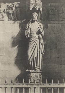 Statue of Christ, Reims Cathedral; Henri Le Secq, French, 1818 - 1882, France; negative 1851; print 1870s; Photolithograph