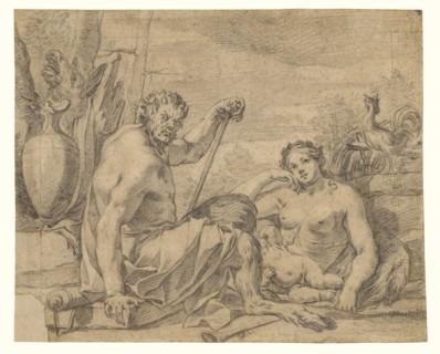 Dawn; Charles Le Brun, French, 1619 - 1690, France, Europe; about 1635 - 1642; Black chalk, incised for transfer; 17 × 22.1 cm