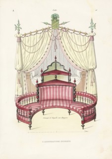 Letto, Canapé d'angolo con etagere, L'addobbatore moderno, ossia, Raccolta di 300 tavole rappresentanti oggetti d'arti