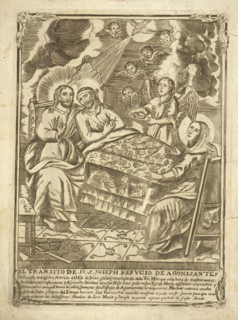 El Transito de Sr. S. Joseph, Collection of Mexican religious engravings, Death of St. Joseph