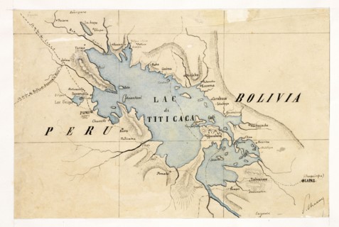 Lake Titicaca, Views of Inca and pre-Inca sites, Chalon, Paul Fédéric, 1846-1919, Lithography, 1872-1880, Album includes