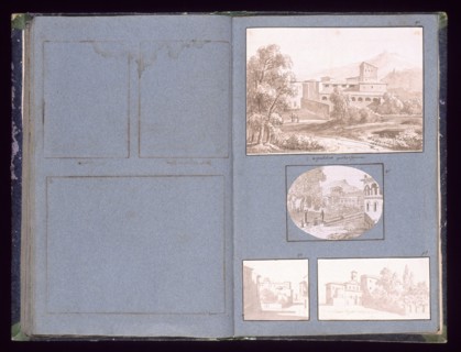 Four drawings: A Pratolino proche Florence, View towards buildings, Street view in town, Sta. Agnese extra muro, Dessins