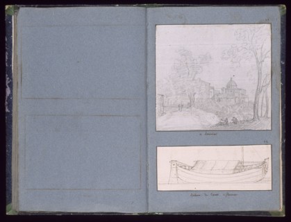 Two drawings: A Lariccia, and Bateau de l'Arno, Dessins, Castellan, A. L., Antoine Laurent, 1772-1838, Pencil, ink and wash