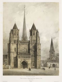 Façade principale de l'église Saint Bénigne, cathédrale de Dijon, et Saint Philibert, Bourgogne, Voyages pittoresques et