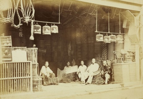 Têng-Yi Tëen, basket chair and matting shop, Shanghai foreign settlement, Albumen, 1876 July