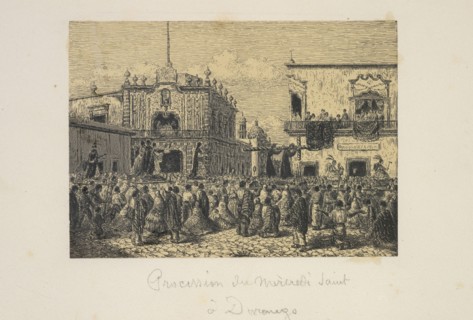 Procession du Mercredi Saint à Durango, Mexico album, Petitjean, André-Toussaint, cliche-verre, ca. 1864-1866, Procession
