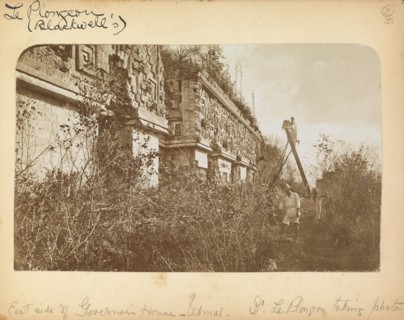 Augustus Le Plongeon photographing the east facade of the Governor's Palace, Uxmal, Augustus and Alice Dixon Le Plongeon