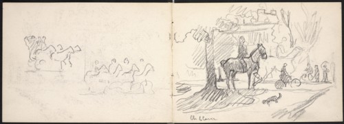 Horses and bicycles, Edmond Cousturier papers, ca. 1890-1908, Untitled sketchbook, Cross, Henri-Edmond, 1856-1910, Pencil