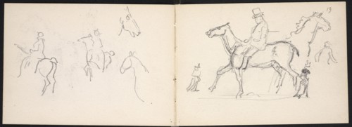 Horses and figures on horseback, Edmond Cousturier papers, ca. 1890-1908, Untitled sketchbook, Cross, Henri-Edmond, 1856-1910