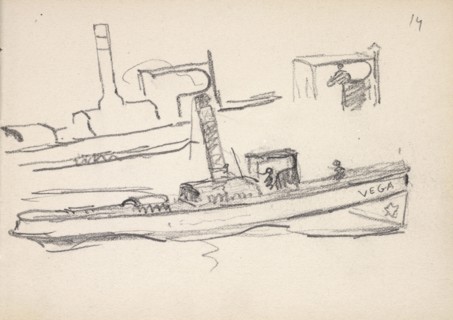 Boat, Edmond Cousturier papers, ca. 1890-1908, Untitled sketchbook, Cross, Henri-Edmond, 1856-1910, Pencil on paper, ca. 1890