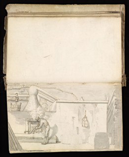 Glama-Stroberle, Joaõ, 1708-1792, pencil, ink, chalk, wash, 1741, Sketchbook II of III dated 14 February 1741