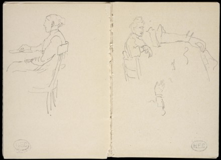 Studies of women, Edmond Cousturier papers, ca. 1890-1908, Untitled sketchbook, Cross, Henri-Edmond, 1856-1910, Pencil on paper