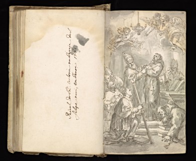 Glama-Stroberle, Joaõ, 1708-1792, pencil, ink, chalk, wash, 1741, Sketchbook II of III is bound in contemporary vellum and dated