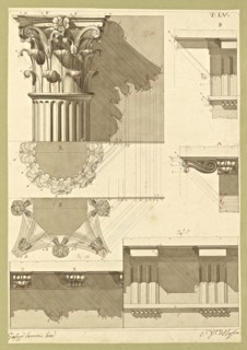 Autografi delle tavole della prima edizione dell' opera, degli Elementi della architettura civile, Vannini, Giuseppe, pen