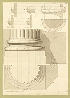 Autografi delle tavole della prima edizione dell' opera, degli Elementi della architettura civile, Vannini, Giuseppe, pen