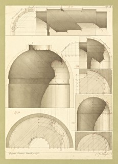 Autografi delle tavole della prima edizione dell' opera, degli Elementi della architettura civile, Vannini, Giuseppe, pen