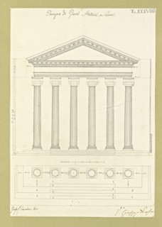 Autografi delle tavole della prima edizione dell' opera, degli Elementi della architettura civile, Vannini, Giuseppe, pen