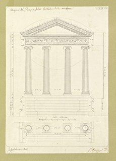 Autografi delle tavole della prima edizione dell' opera, degli Elementi della architettura civile, Vannini, Giuseppe, pen