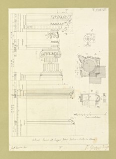 Autografi delle tavole della prima edizione dell' opera, degli Elementi della architettura civile, Vannini, Giuseppe, pen