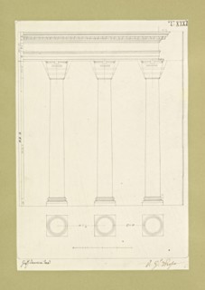 Autografi delle tavole della prima edizione dell' opera, degli Elementi della architettura civile, Vannini, Giuseppe, pen
