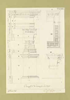 Autografi delle tavole della prima edizione dell' opera, degli Elementi della architettura civile, Vannini, Giuseppe, pen