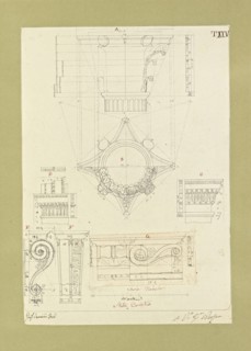 Autografi delle tavole della prima edizione dell' opera, degli Elementi della architettura civile, Vannini, Giuseppe, pen