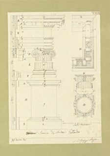 Autografi delle tavole della prima edizione dell' opera, degli Elementi della architettura civile, Vannini, Giuseppe, pen