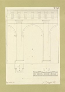 Autografi delle tavole della prima edizione dell' opera, degli Elementi della architettura civile, Vannini, Giuseppe, pen