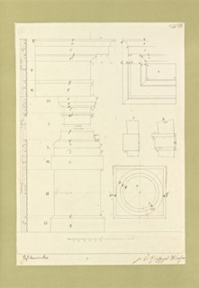 Autografi delle tavole della prima edizione dell' opera, degli Elementi della architettura civile, Vannini, Giuseppe, pen