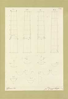 Autografi delle tavole della prima edizione dell' opera, degli Elementi della architettura civile, Vannini, Giuseppe, pen