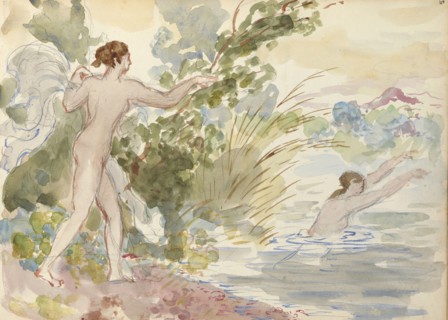 Sketchbook with manuscript notes Félix Bracquemond, Bracquemond, Félix, 1833-1914, pencil, pen, ink, and watercolor, ca. 1868